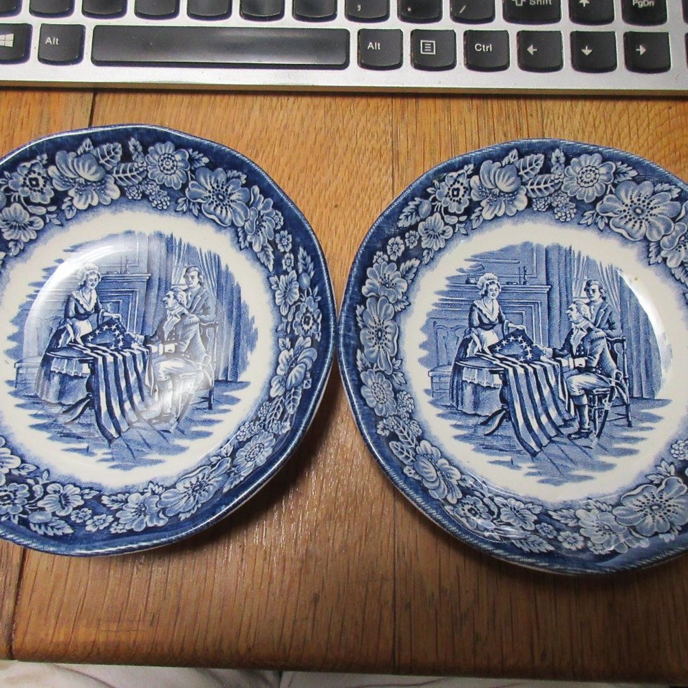 Two Vintage Betsy Ross 5" Berry Dessert Dish Bowls - US Flag